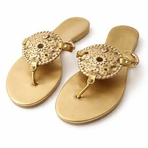 Jack Rogers Georgica Gold Whipstitch Rubber Thong‎ Sandal Flip Flops Size 10